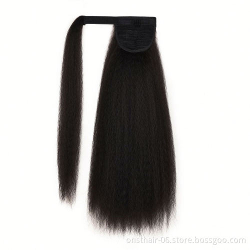 MYZYR 22 Inch Drawstring Ponytail Hair Extension Clip Ponytail Hairpieces Synthetic Afro Kinky Straight with Elastic Band Comb